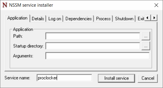 nssm install proclocker screenshot